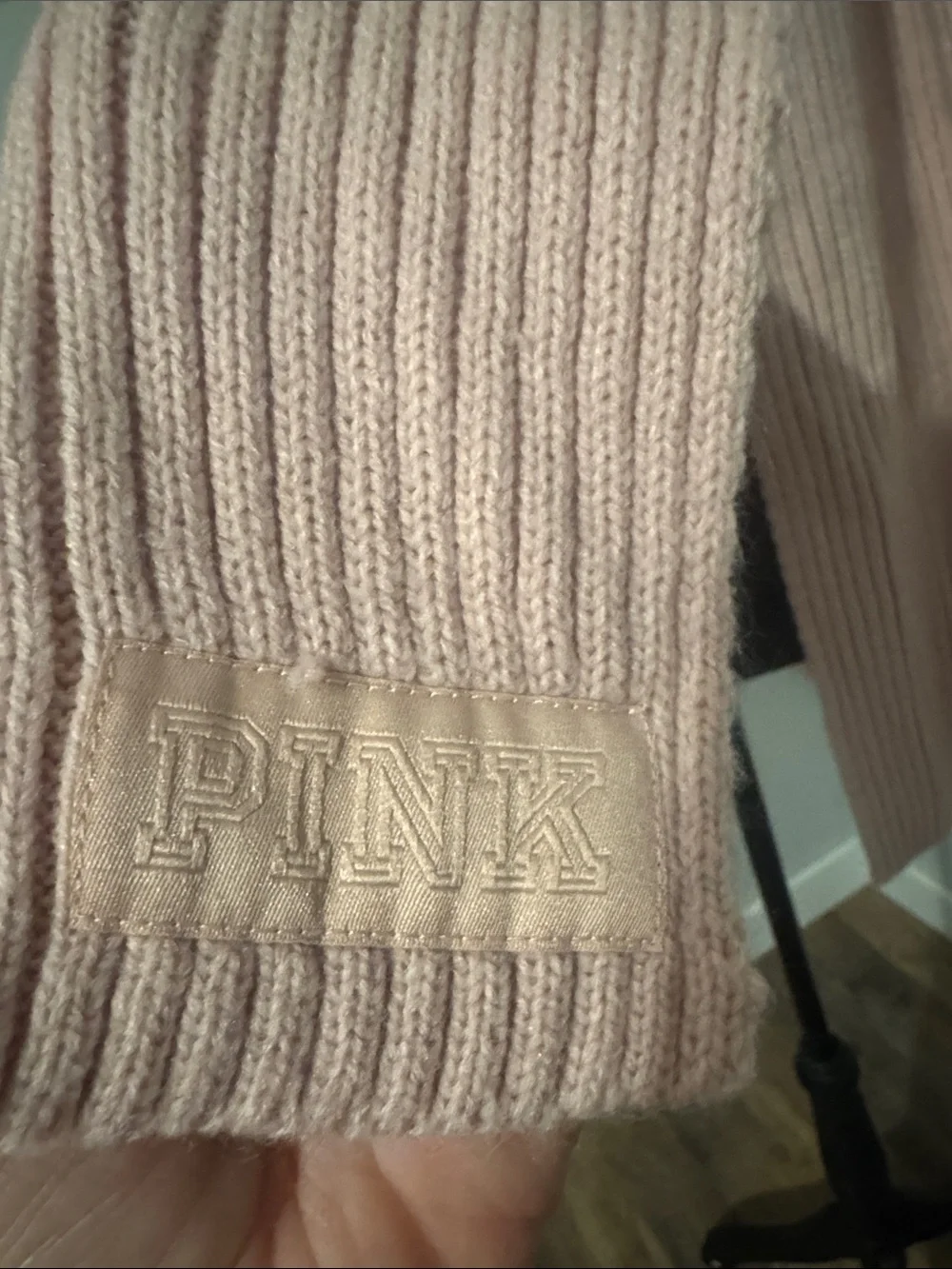 PINK Victoria's Secret Ribbed Knit Scarf in Blush Pink